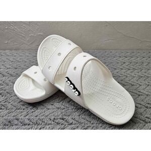 Crocs Sandals Mens 4 Womens 6 Classic Two-Strap Slide White Comfort Flats 206761